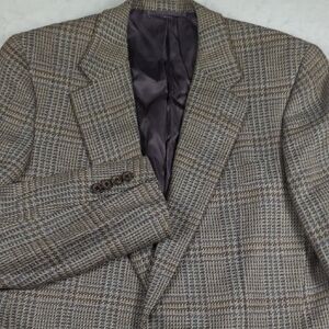 Hickey Freeman Canterbury Collection Lambswool Windowpane Plaid Mens Blazer 41 L